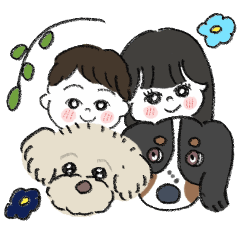 [LINEスタンプ] わんちゃんと姉弟スタンプ