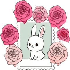 [LINEスタンプ] ありふれたウサギと花