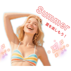 [LINEスタンプ] ず〜っと使える夏のサマーガール/日常会話