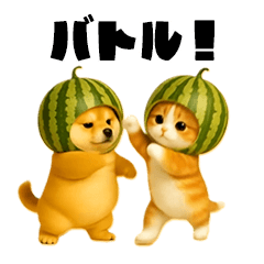 [LINEスタンプ] 動く！スイカ犬＆猫
