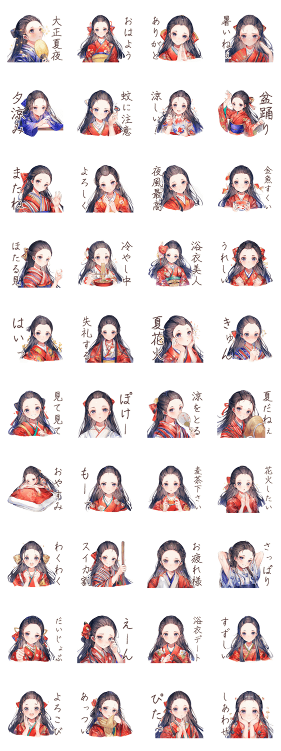 大正女学生の夏夜ロマン♡のスタンプ詳細