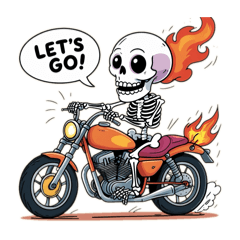 [LINEスタンプ] バイクに乗るガイコツくん