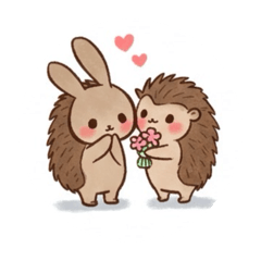 [LINEスタンプ] うさぎ×ハリネズミのカップル Part 2