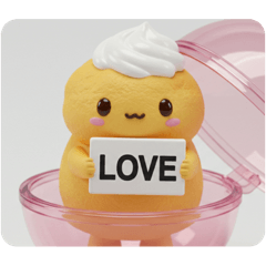 [LINEスタンプ] シュークリームカプセルトイ(四角型)