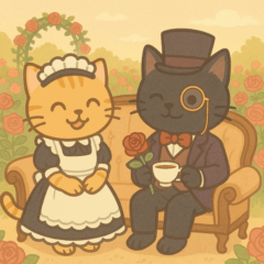 [LINEスタンプ] 黒猫紳士 サー・ローズニャン＠バラ園