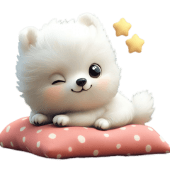 [LINEスタンプ] もふもふキュートな白わんこ