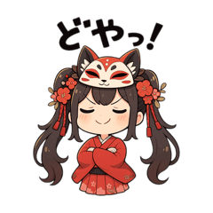 [LINEスタンプ] 赤いきもののキツネちゃん