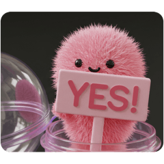 [LINEスタンプ] ピンクのもふもふカプセルトイ(四角型)