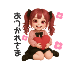[LINEスタンプ] 毎日使える♡赤髪ツインテールちゃん。