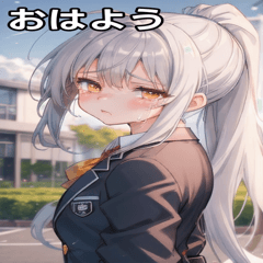 [LINEスタンプ] 銀髪ポニーテールの涙