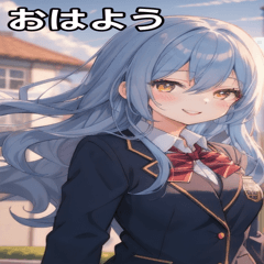 [LINEスタンプ] 青髪ウェーブの甘い微笑み
