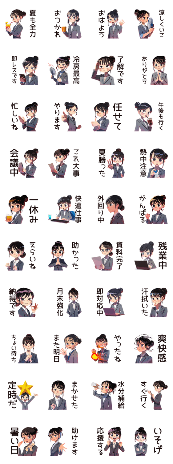デキる仕事女子の夏★爽やかのスタンプ詳細