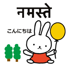 [LINEスタンプ] ウサギのメグ ヒンディー語・日本語編