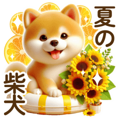 [LINEスタンプ] 良く使う言葉の夏の柴犬- ̗̀ ☺︎  ̖́-