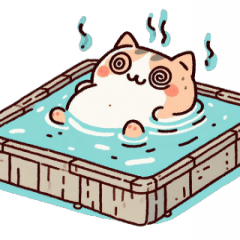 [LINEスタンプ] お風呂猫 気絶した,