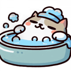 [LINEスタンプ] お風呂猫 入浴中,