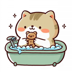 [LINEスタンプ] お風呂猫 ハグ,