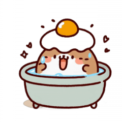 [LINEスタンプ] お風呂猫 朝ごはん中,