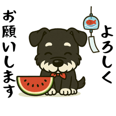 [LINEスタンプ] 夏休みを満喫するシュナウザー