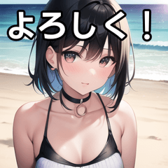 [LINEスタンプ] 海デートファッション女子