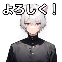 [LINEスタンプ] 猫耳銀髪男子8