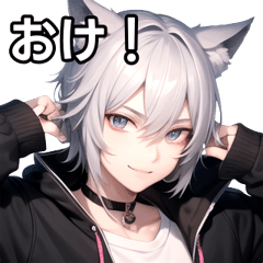 [LINEスタンプ] 猫耳銀髪男子6