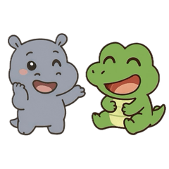 [LINEスタンプ] ワニとカバのものがたり