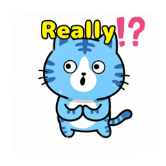 [LINEスタンプ] 水色のネコ、虎柄がかわいい