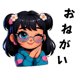 [LINEスタンプ] メガネの思春期女の子