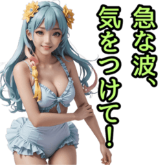 [LINEスタンプ] 仮装女子_水着アイドル（水難事故防止編）