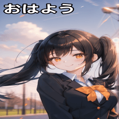 [LINEスタンプ] 黒髪姫カットツインテールの優雅なほほえみ