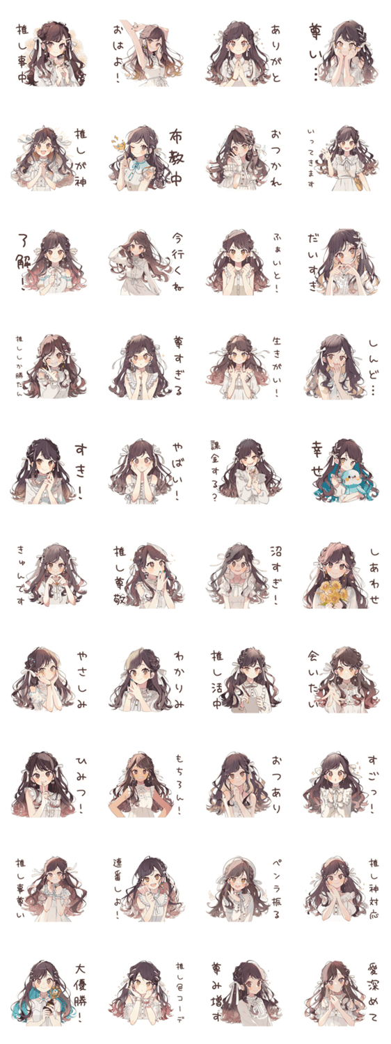 ゆるふわガーリーな女の子の推し活♡のスタンプ詳細