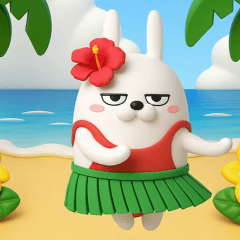 [LINEスタンプ] 動く 3D擦れうさぎ（夏）