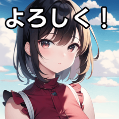[LINEスタンプ] 青空雲と女子