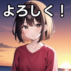 [LINEスタンプ] 夕焼け空と女子