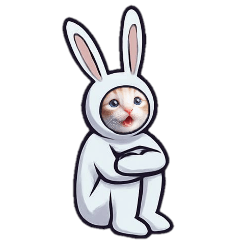 [LINEスタンプ] [アレンジ用]うさぎキグルミねこちゃん