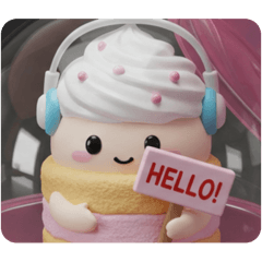 [LINEスタンプ] リスニングケーキちゃん(四角型) 