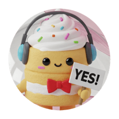 [LINEスタンプ] 音楽を聴いているケーキちゃん(丸型) 
