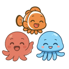 [LINEスタンプ] タコとクラゲとカクレクマノミの物語