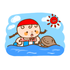 [LINEスタンプ] おさげちゃん。【たのしい夏】
