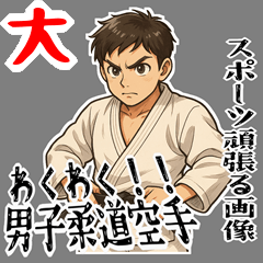 [LINEスタンプ] 柔道 空手 男子 部活 スポーツ 面白い (大)
