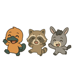 [LINEスタンプ] カモノハシとロバとアライグマの物語