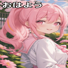 [LINEスタンプ] ピンク髪で元気いっぱいなポニーテール