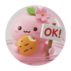 [LINEスタンプ] パンを食べる桜餅ちゃん(丸型) 