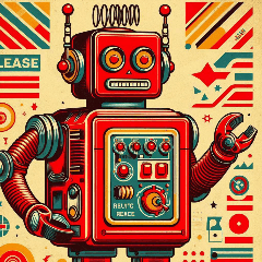 [LINEスタンプ] [アレンジ用]昭和レトロな赤いロボット