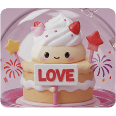 [LINEスタンプ] 花火ホイップクリームケーキ(四角型) 