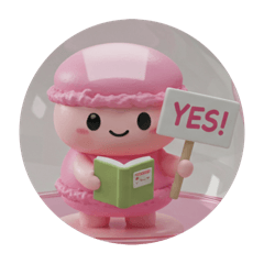 [LINEスタンプ] 絵本で勉強中のマカロンちゃん(丸型) 