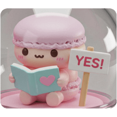 [LINEスタンプ] 絵本で勉強中のマカロンちゃん(四角型) 