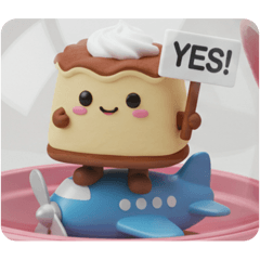 [LINEスタンプ] 青い飛行機に乗るティラミス(四角型) 