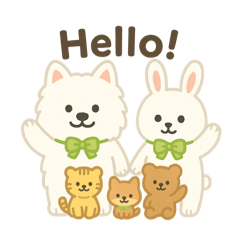 [LINEスタンプ] サモエドとうさぎのぬいぐるみ風スタンプ